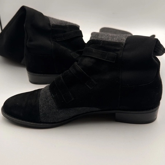 Stuart Weitzman Black & Gray 50/50 Textured Boots•Dark Academia•Steam Punk•Edgy - Picture 9 of 16